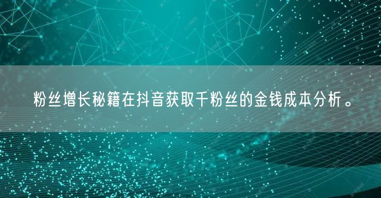 粉丝增长秘籍在抖音获取千粉丝的金钱成本分析。
