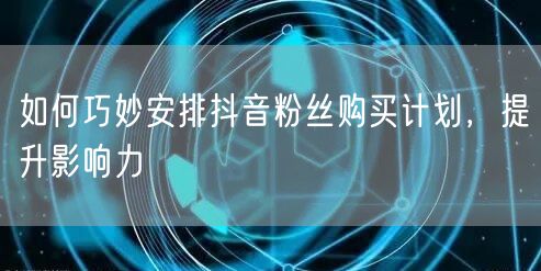 如何巧妙安排抖音粉丝购买计划，提升影响力