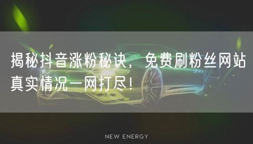 揭秘抖音涨粉秘诀，免费刷粉丝网站真实情况一网打尽！