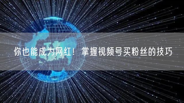 你也能成为网红！掌握视频号买粉丝的技巧