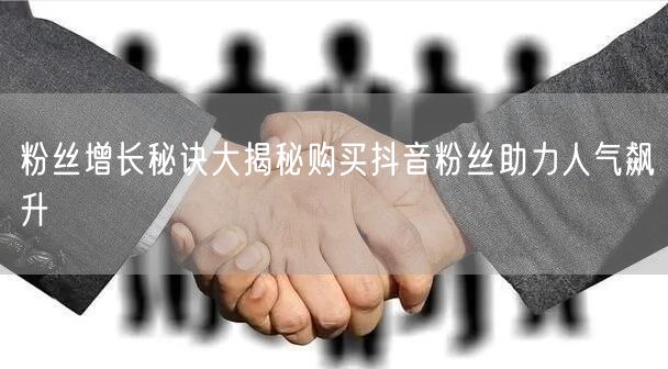 粉丝增长秘诀大揭秘购买抖音粉丝助力人气飙升