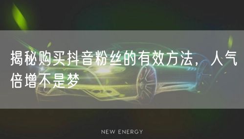 揭秘购买抖音粉丝的有效方法，人气倍增不是梦