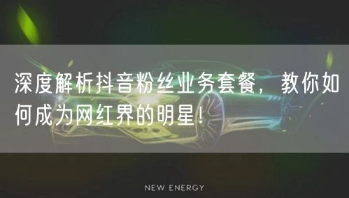深度解析抖音粉丝业务套餐，教你如何成为网红界的明星！