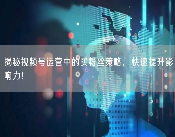 揭秘视频号运营中的买粉丝策略，快速提升影响力！