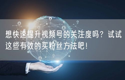 想快速提升视频号的关注度吗？试试这些有效的买粉丝方法吧！