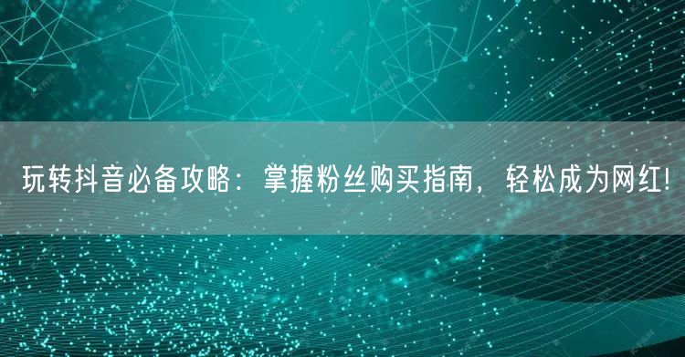 玩转抖音必备攻略：掌握粉丝购买指南，轻松成为网红!