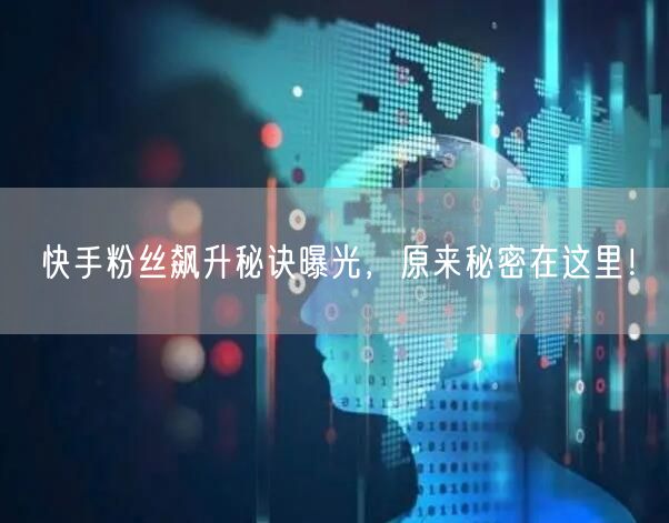 快手粉丝飙升秘诀曝光，原来秘密在这里！