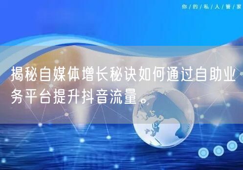 揭秘自媒体增长秘诀如何通过自助业务平台提升抖音流量。