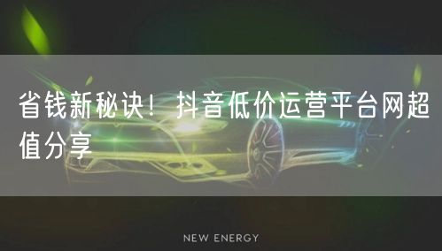 省钱新秘诀！抖音低价运营平台网超值分享